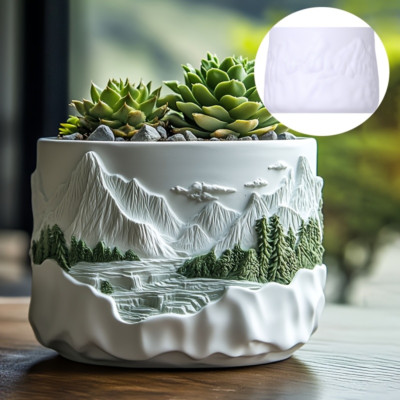 Potsticker Mold - Bergrelief Sukkulente Blumentopf Harz Silikonform Bergstrom